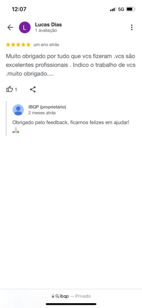 Mensagem de aluno